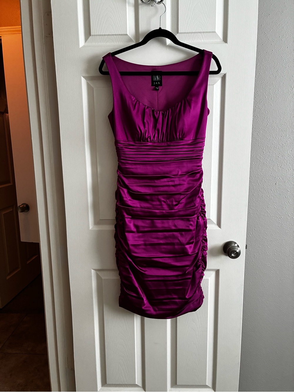 Jax Fuchsia Satin Ruched Mini Dress